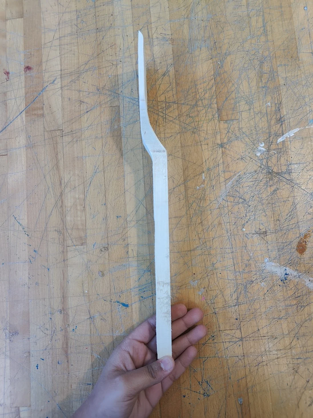What my spatula looked like unwrapped from all the tape and after the cuts - side view.